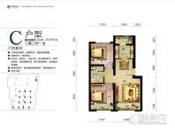 哈东城市公元C户型2室2厅1卫1厨