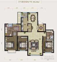 八期37号楼标准型金角户型3室2厅2卫1厨 194.19