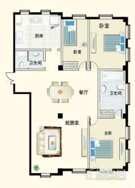 A座标准层三居室户型图