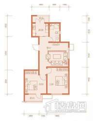 公园201024#、25#、38-40#楼标准层2C户型2室1厅1卫1厨 91.00㎡