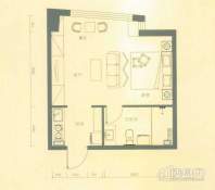 远大购物广场50.77平米户型1室2厅1卫1厨 