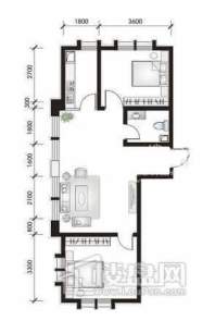 1号楼标准层2室户型