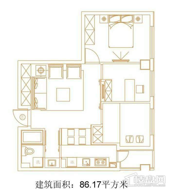 1号楼标准层E户型