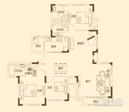 一期6层花园洋房140平米户型图