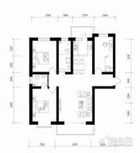 1号楼标准层E户型3室2厅2卫1厨 134.88