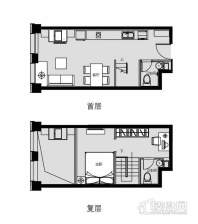 一期A座标准层A户型1室2厅2卫 51.00