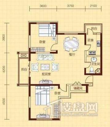 一期1号楼标准层F户型图（售完）