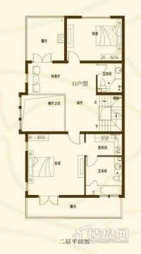 别墅H户型二层平面图