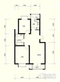 一期洋房标准层D户型2室2厅1卫1厨 