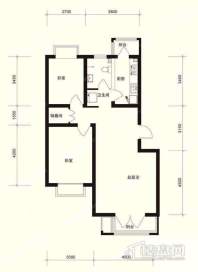 一期洋房标准层F户型2室2厅1卫1厨 