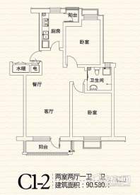 花园洋房标准层C1-2户型2室