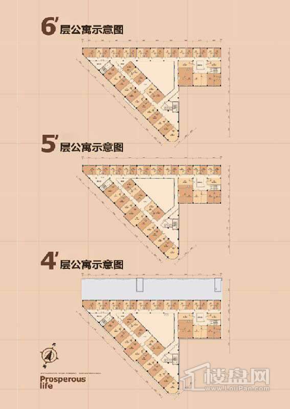 公寓4-6层平面示意图