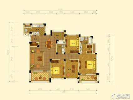 绿城蓝庭地中海庭院洋房160方户型3室2厅2卫1厨