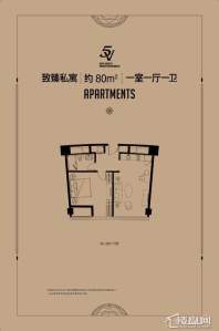 野风·现代中心户型图 1室1厅1卫80.00㎡ 