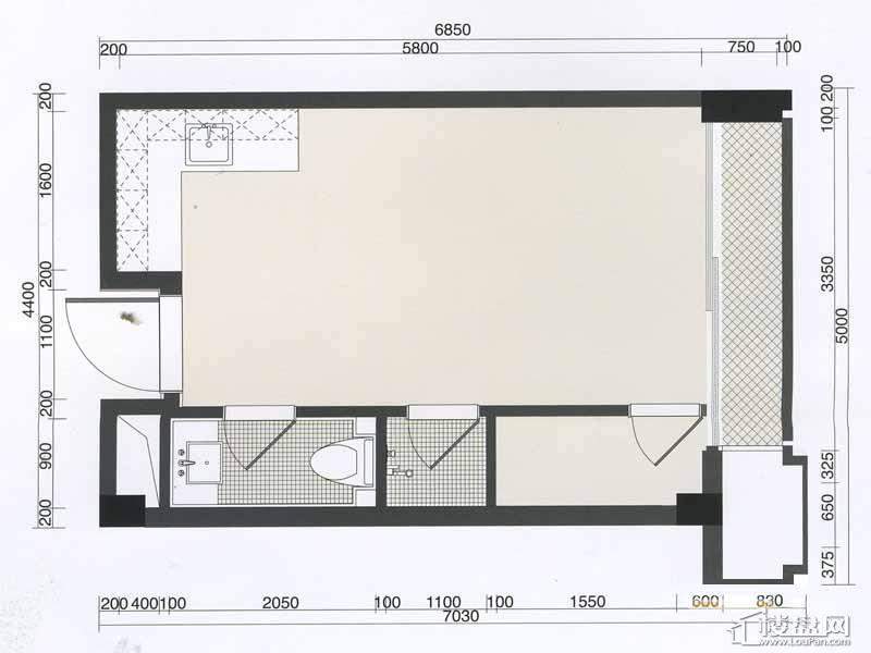 泰地北上新城3-8号楼E2户型3室2厅1卫1厨 89.00㎡