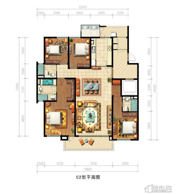 凯德龙湾C2户型4室2厅3卫1厨 300.00㎡