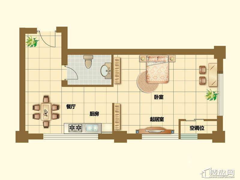 二期4、5号楼标准层F户型2室2厅1卫1厨 105.00