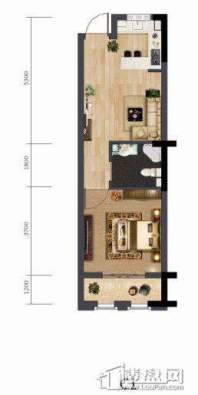 广宇东承府C1户型50.74㎡1室1厅1卫1厨 50.74㎡