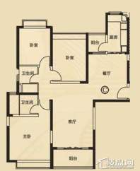 三期7、8号楼1单元C户型3室2厅2卫1厨 