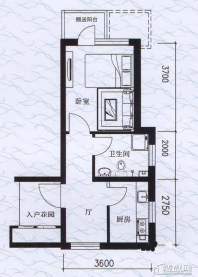 东方尚城F户型1室1厅1卫 