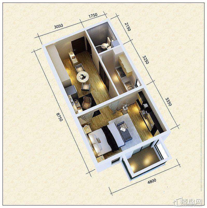 公园雅筑户型图1室2厅1卫