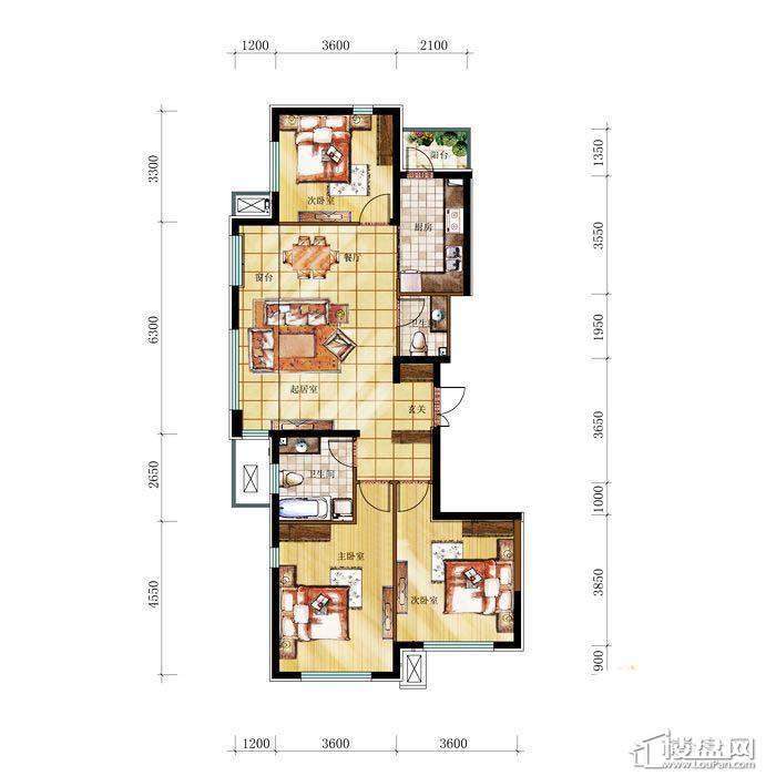 和兴·长白湾建筑-G户型3室2厅2卫