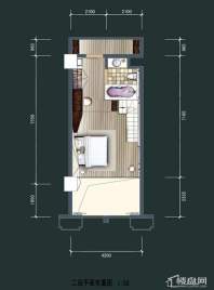 美达北城天地LOFT二层户型1室1厅1卫1厨 50.00㎡