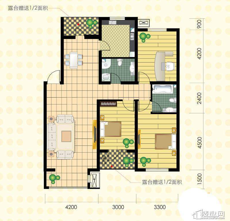 名仕雅居 标准层平层示意图