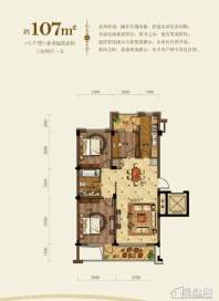 中铁·人杰水岸电梯洋房C户型3室2厅1卫107㎡3室2厅1卫1厨 