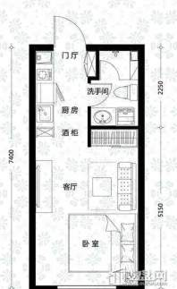 天润广场C户型晶鸿1室1厅1卫 