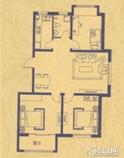 荣盛·紫提东郡A2户型3室2厅1卫 
