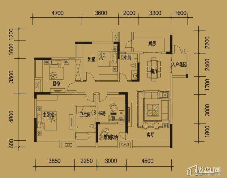 三期4-11号楼标准层B户型