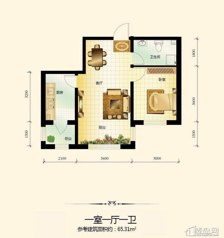 宇光万和城3号楼户型图1室1厅1卫1厨 