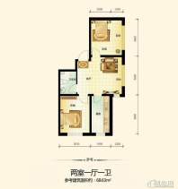 宇光万和城3号楼户型图2室1厅1卫1厨 