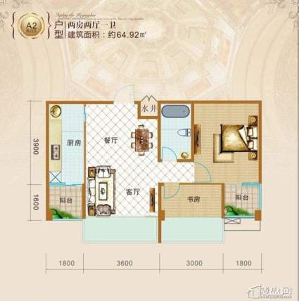 明都锦绣花园户型图64.92