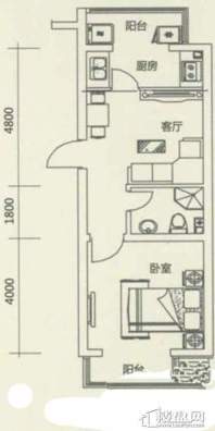 西湖俪景户型图1室1厅1卫1厨