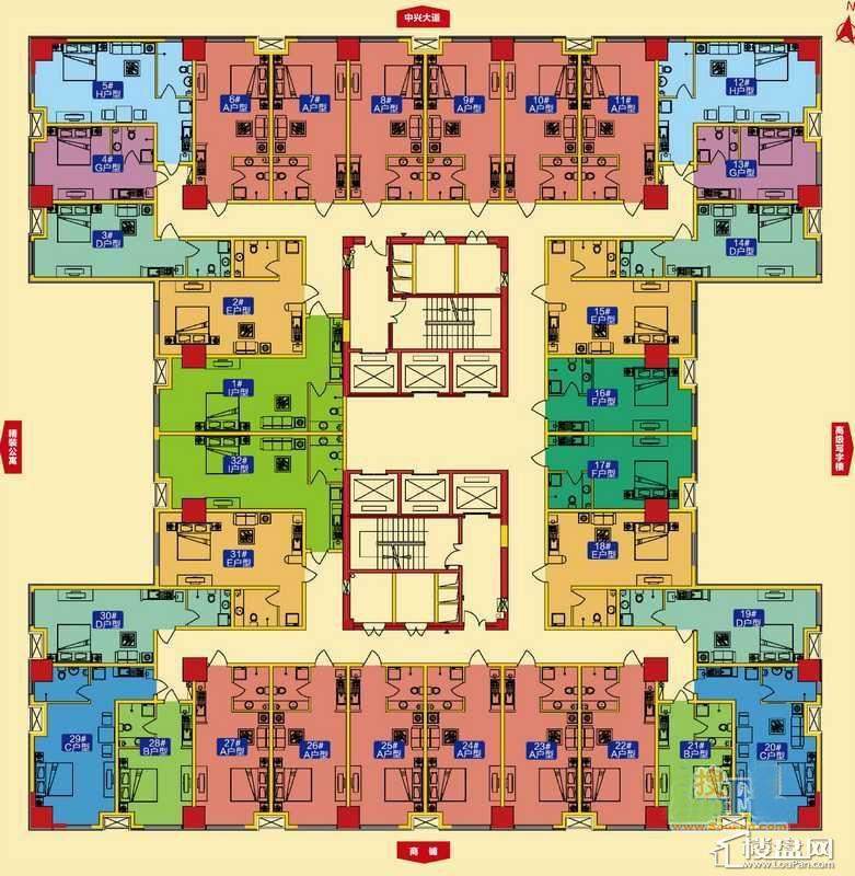 哈西万达广场B2精装公寓户型图