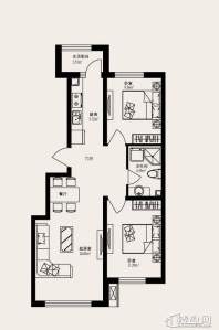 招商诺丁山E-01户型图2室2厅1卫1厨 