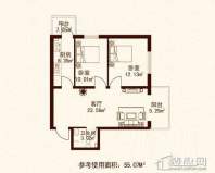 江城之珠03户型图2室1厅1卫