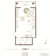 松花江尚3号楼2号户型图1室1厅1卫1厨 