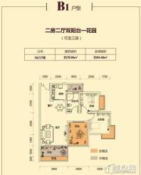 B1户型 二室二厅双阳台一花园 