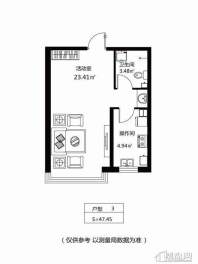 城市之星简欧户型图1室1厅1卫1厨