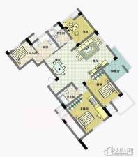 北湖绿洲花园户型图4室2厅2卫1