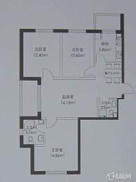 幸福港湾D户型3室2厅1卫1厨 