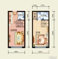 天悦国际M5-1loftA、B户型1室1厅2卫1厨 