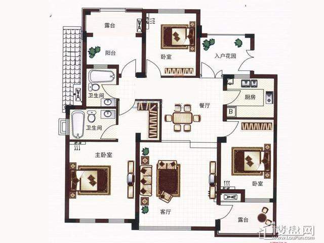 四期花园里F-4四层3室2厅2卫1厨 125.00㎡