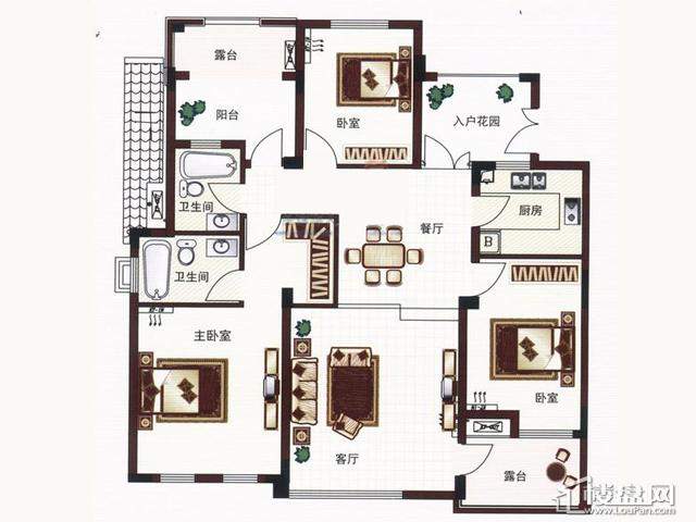 四期花园里F-4四层3室2厅2卫1厨 125.00㎡