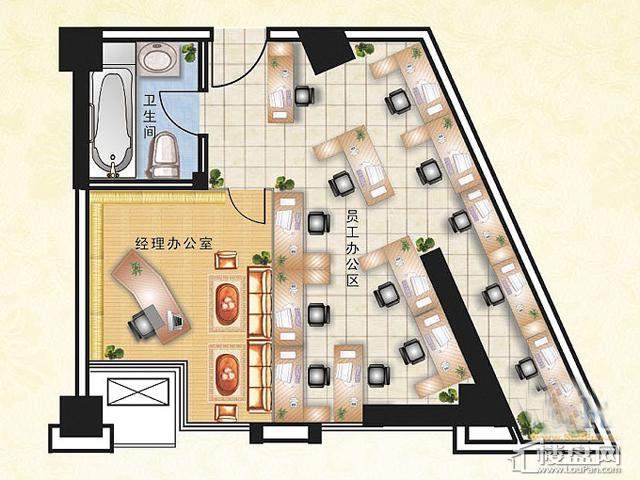 惠丰广场写字楼户型11室1厅1卫 79.36㎡