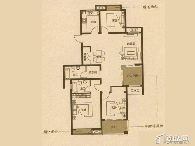 栖霞瑜憬湾三期B户型3室2厅2卫 135.00㎡