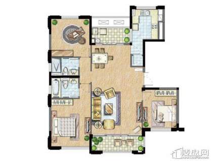 太湖锦园宽景公寓B5户型3室2厅2卫 145.00㎡